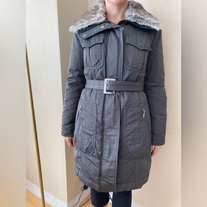 MontanaBlu warm winter coat with detachable authentic rabbit fur.  Size 42.